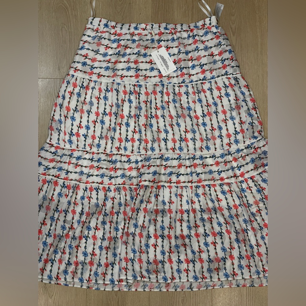 NWT Anthropologie Foxiedox White Floral Midi Skirt - Picture 3 of 5